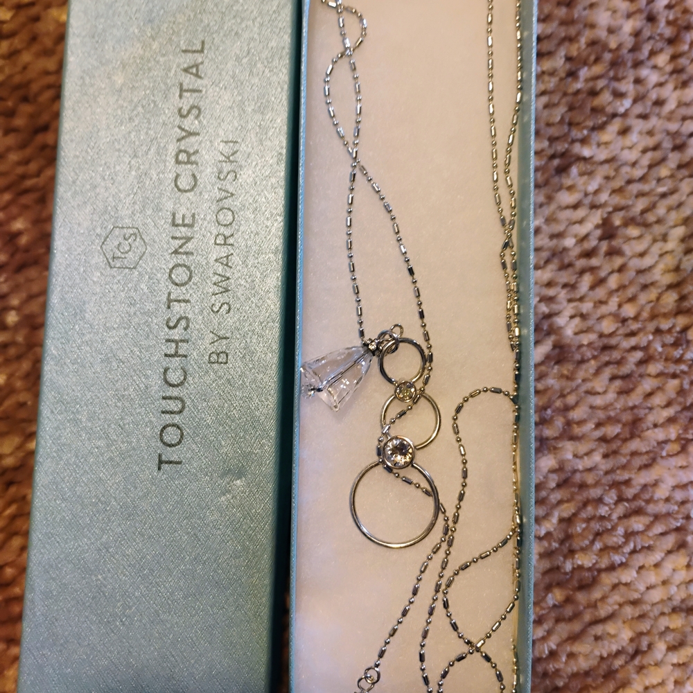 Touchstone Crystal Silver Necklace with Clear Accents